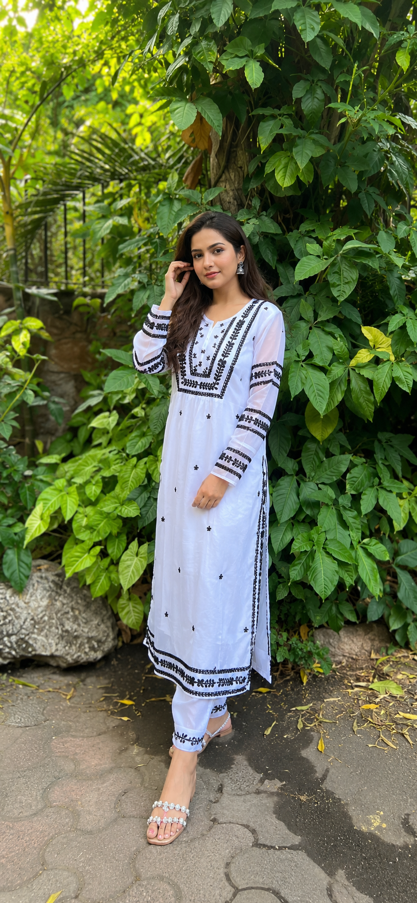 This item: Kalini White with Black Thread Kurti