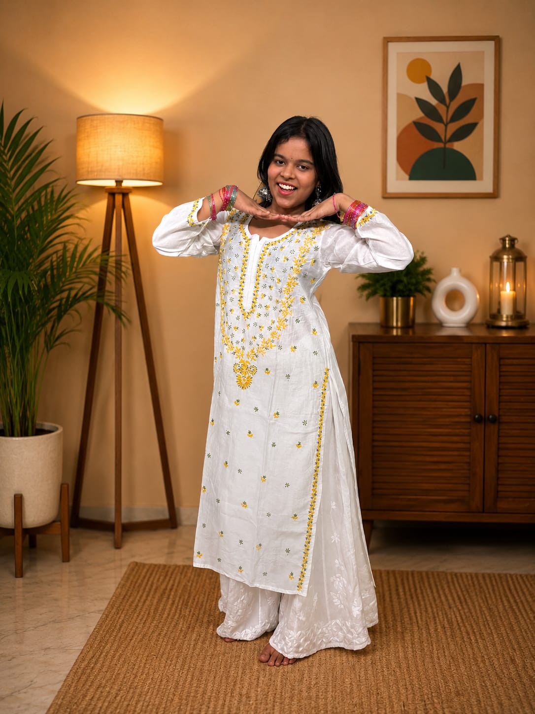 White Chanderi Kurti image 1