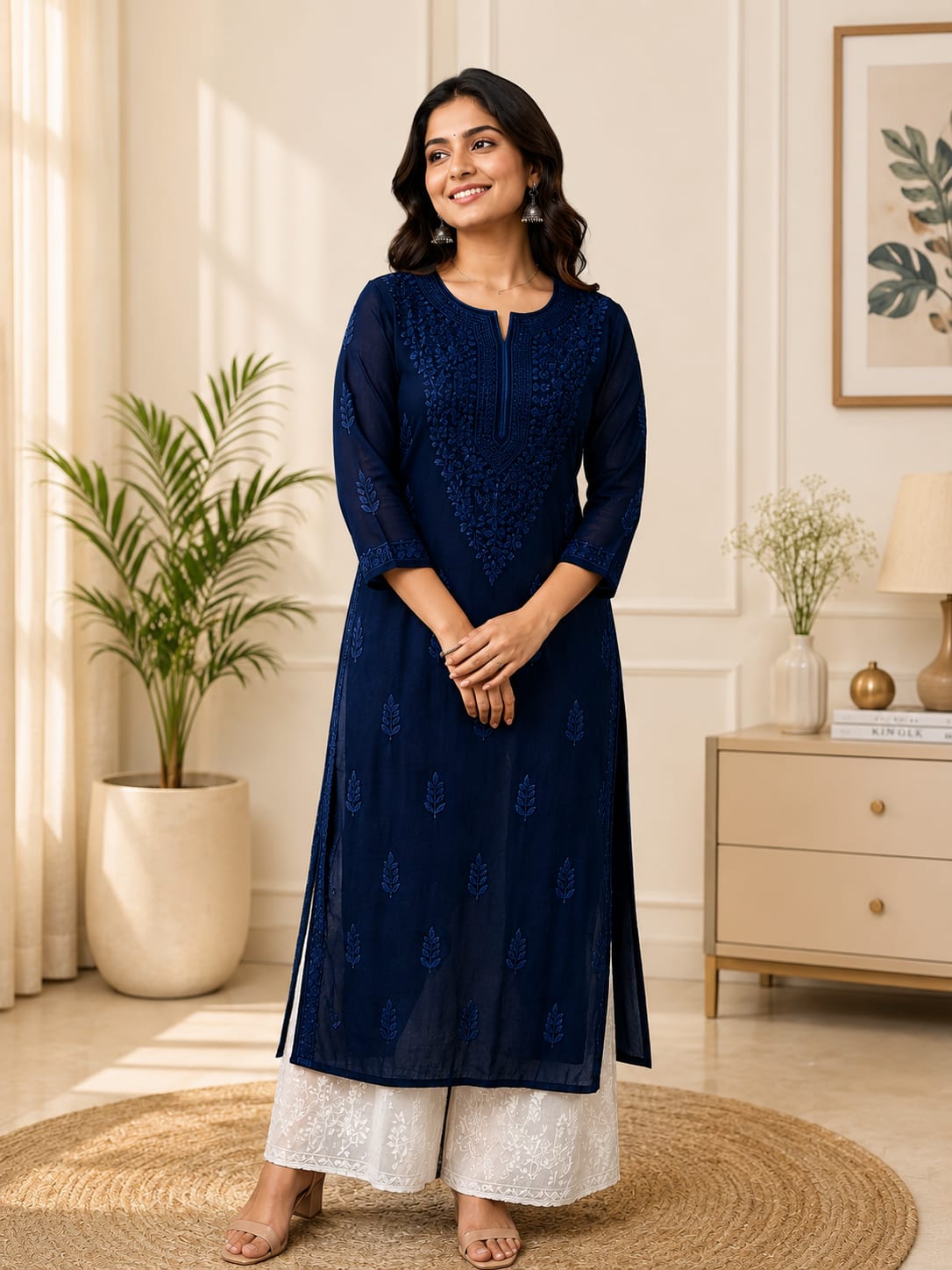 This item: Viscose Straight Chikankari Kurta